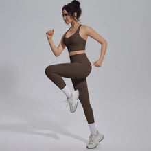 Load image into Gallery viewer, New Yoga Set for Woman Summer Gym Sports Running Bra Top Breathable Peach Buttocks Women Leggings Solid Color Yoga Set
