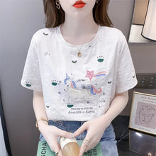 Load image into Gallery viewer, Embroidered Cartoon Summer Casual Tee
