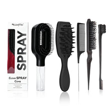 Load image into Gallery viewer, 5Pcs Hair Care Styling Kit All-in-One with Spray Comb, Scalp Massage Brush, Rat Tail Comb &amp; Edge Brushes for Home Salon Use
