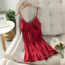 Load image into Gallery viewer, Female Nightdress Sexy Backless Spaghetti Strap Nightgown Sleepwear Spring Summer Nightwear Loose Silk Satin Home Dress Lingerie

