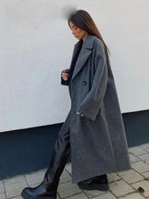 Load image into Gallery viewer, Winter Coat For Women 2024 Solid Lapel Double Breasted Long Cardigan Top Female Pokcet Streetwear Woman New In OuterCoat
