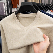 Load image into Gallery viewer, New Sweatwear Men's V Neck Basic Solid Color Sweaters Round Neck Elastic Pullovers Warm Autumn Knitted Oversized Sweater Men
