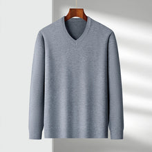 Load image into Gallery viewer, New Sweatwear Men's V Neck Basic Solid Color Sweaters Round Neck Elastic Pullovers Warm Autumn Knitted Oversized Sweater Men
