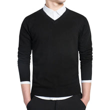Load image into Gallery viewer, Sweater Men 2026 Autumn Casual Pullovers Men V-Neck Solid Cotton Knitted Brand Clothing Slim Fit Male Sweaters Pull Homme
