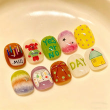 Load image into Gallery viewer, 30pcs False Nails Unique Trendy Short “bean-shaped” Nails with A Press-on Design High-quality Nails Perfect As A Gift for Girls
