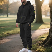 Load image into Gallery viewer, Men's Heavyweight Fleece-Lined Casual Tracksuit Set for Winter - Loose-Fit, Half-Zip, 2-Piece Workwear Style
