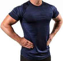 Load image into Gallery viewer, Summer Gym T-shirts Men's Solid Fitness Clothing O-neck Short Sleeve Tops Breathable Slim Bodybuilding Workout Muscle Tees Male
