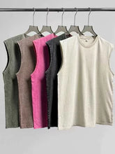 Load image into Gallery viewer, Summer Men's Washed Cotton Tank Tops Muscle Gym Sleeveless Workout T Shirts Running Beach Loose Cutoff Tees

