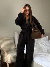 Load image into Gallery viewer, Jumpsuit Women 2026 New Fashionable Long Sleeved Jumpsuit for Women's Casual Half Open Collar Elastic Waist Jumpsuit
