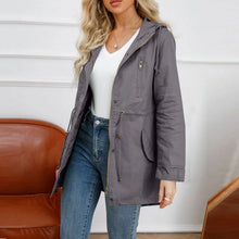 Load image into Gallery viewer, Women's Hooded Trench Coat Spring Autumn Fitted Solid Color Jacket for Daily Outdoor Camping Hiking
