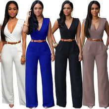 Load image into Gallery viewer, Elegant Deep V Wrap Jumpsuit

