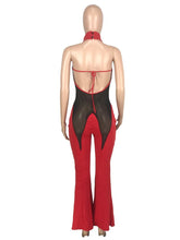 Load image into Gallery viewer, Sheer Lace Halter Flare Jumpsuit
