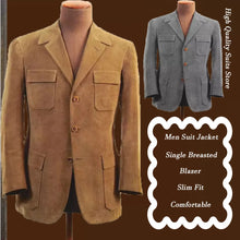 Load image into Gallery viewer, Faux Suede Slim Fit Blazer
