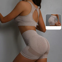 Load image into Gallery viewer, 2Pcs Women Yoga Outfit Set Sports Fitness Vest Running Workout Shorts Suit Gym Training Active Wear Handmade Accessory
