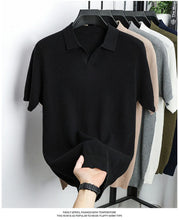 Load image into Gallery viewer, 100% Cotton Short-sleeved POLO Shirt Men's Lapel Knitted T-shirt High-end Casual Bottoming Versatile Men's Short-sleeved Men's T

