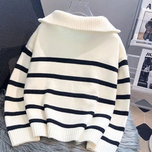 Load image into Gallery viewer, Sweater Pullover Women Spring and Autumn Underwear 2026 New Zipper Stripe Underlay Short Style Popular Premium Sweater Female
