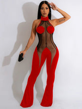 Load image into Gallery viewer, Sheer Lace Halter Flare Jumpsuit
