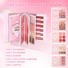 Load image into Gallery viewer, 5 Layers All In One Makeup Book Palette,48 Eyeshadow+6 Blush+Contour Highlight Brow Pomade+6 Lipstick Full Face Makeup Kit
