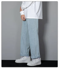 Load image into Gallery viewer, 2026 New Korean Men's Casual Long Jeans Classic Man Straight Denim Wide-leg Pants Solid Color Light Blue Grey Black
