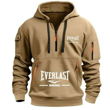 Load image into Gallery viewer, Men's Fashion Casual Hoodie Multi-pocket Sports Long-sleeve Sweatshirt Up Down Print Warm Half Zip Hooded Fitness Pullover Good
