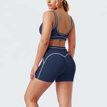 Load image into Gallery viewer, New Woman Yoga Set Color Blocking Sexy Sport Bra Yoga Underwear with Chest Pad High Waist Stripe Running Fitness Shorts Yoga Set

