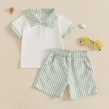 Load image into Gallery viewer, Striped Collar Summer Set
