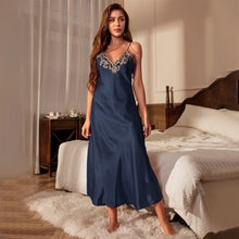 Load image into Gallery viewer, Female Long Twinset Robe Set Nightgown Spring Summer Kimono Bathrobe Gown Sexy Lace Trim Nightdress Satin Home Wear Loungewear
