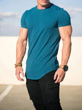 Load image into Gallery viewer, Muscle Fitness T-shirt Summer Men's Athleisure Workout short sleeve T-shirt High Quality cotton Men T-shirt Gym Sport Shirt Tops
