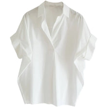 Load image into Gallery viewer, Women Blouses Spring Summer Breathable Simple Short Batwing Sleeve Turn Town Quick Dry Collar Shirts Solid Color Female Clothing
