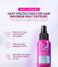 Load image into Gallery viewer, PURC Heat Protectant Spray Coconut Oil Frizz Control &amp; Shine for All Hair Types Thermal Protection up to 470°F Hair Care
