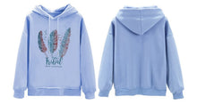 Load image into Gallery viewer, Feather Print Velvet Hooded Sweatshirt
