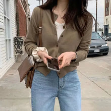 Load image into Gallery viewer, Korean V Neck Knit Cardigan
