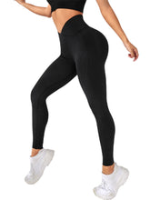 Load image into Gallery viewer, Women's Leggings Workout Cross Waist Elastic Bubble Butt Fitness Seamless Yoga Sports Tight Pants

