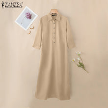 Load image into Gallery viewer, Elegant Lapel Solid Midi Dress
