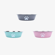 Load image into Gallery viewer, New stainless steel dog basin paw print pet supplies cat bowl dog bowl silicone anti-slip design pet drinking water feeding bowl
