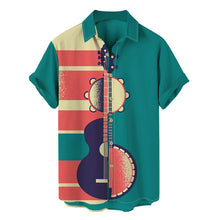 Load image into Gallery viewer, Shirts For Men Music Guitar Print Rock Hip Hop Tops Male Clothing Short Sleeve V-Neck Beach Ahloa Shirts Camisa Social Masculina
