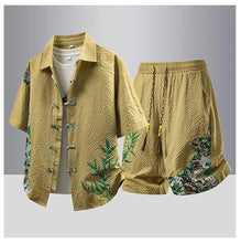 Load image into Gallery viewer, Summer Tracksuits Men Traditional Chinese Style Suit Shirt Shorts Tang Suit Male Fashion Casual Summer Sets
