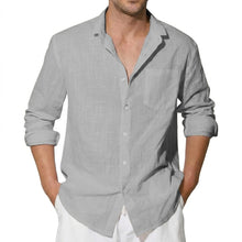 Load image into Gallery viewer, Men's Long Sleeve Cotton Shirts Luxury Linen T Shirts Breathable Elegant TShirts Men's Shirts for Men Hawaiian Tshirt Lapel Tee
