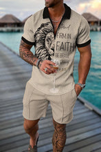 Load image into Gallery viewer, Summer Men's Tracksuit Short Sleeve Polo Shirt Set Fashion Luxury Chain Print Clothing 2 Pieces Casual Suit Streetwear Outfit
