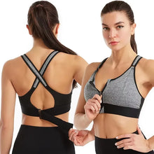 Load image into Gallery viewer, Sports Bras For Women Front Zipper Adjustable Strap Shockproof Elastic Fitness Athletic Brassiere Slim Yoga Crop Top
