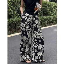 Load image into Gallery viewer, Wide-leg Pants for Women Summer Thin Printed New Style Drawstring Elastic Loose Straight Casual
