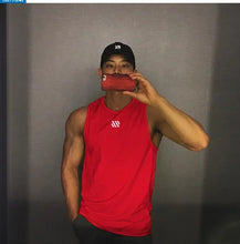 Load image into Gallery viewer, Mens Workout Tank Tops Mash Fabric Quick Dry Muscle Sleeveless Shirts Cut Off Slim Fit  Bodybuilding Gym Tees Singlet
