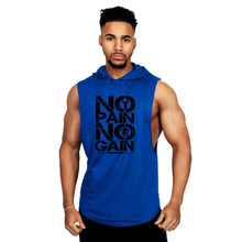 Load image into Gallery viewer, Men’s Fitness Workout Sportswear Tops Bodybuilding Hooded Tank Top Cotton Printed Sleeveless T-shirts Casual Hip Hop Undershirt
