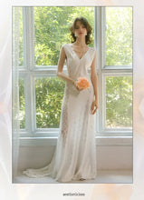 Load image into Gallery viewer, Women's Nightgown Luxury V Neck Sleeveless Night Dress Fashion Slim White Princess Long Dress Summer Ladies Sleepwear Vestido
