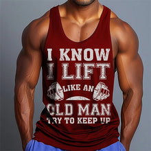 Load image into Gallery viewer, Men I Know I Lift Like An Old Man Graphic Tank Top, Sleeveless Gym Workout Muscle Vest, Casual Fitness Sports Tank Shirt
