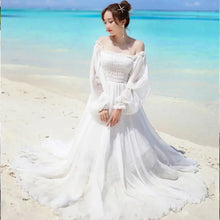 Load image into Gallery viewer, Dresses for Women Summer New Chiffon off-Shoulder Dress White Dress Vestido De Mujer
