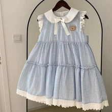 Load image into Gallery viewer, Blue Plaid Korean Girls Dress
