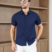 Load image into Gallery viewer, New Men's Business Casual Solid Color Short Sleeved Shirt for Summer Fashion No Ironing Comfortable and Versatile Top
