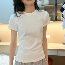 Load image into Gallery viewer, Women's Solid Short Sleeve T-Shirt Spring Summer Casual Soft Slim Fit Basic Top Tees All-Match Fashion T-Shirts for Women
