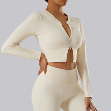 Load image into Gallery viewer, Yoga Shirt Woman Autumn Winter Ribbed Long Sleeve Sports Top Running Training Fitness Top Shockproof Zipper Yoga Tops Women
